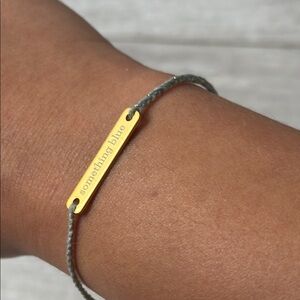 NEW Something Blue Bracelet for wedding day blue braided string and gold plaque